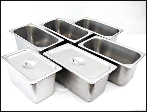 Bloomfield ind. #1306 5/8 stainless steel steam pan buffet table 6 pans 2 lids for sale
