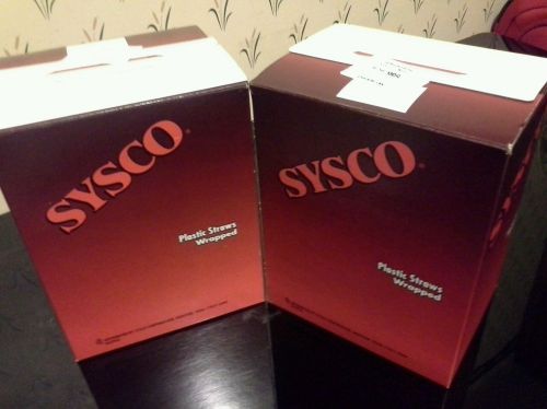 Lot of 2  7.75&#034; Sysco Plastic Straws / Jumbo Straws Wrapped 500 pcs (1000 pcs)