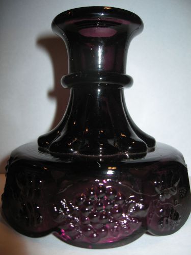 Amethyst purple glass Fairy lamp candle holder candlestick art stick black grape