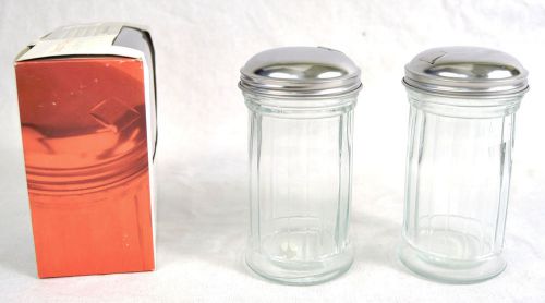 Twin Pack 12 Oz Flip Cap Sugar Cheese Glass Dispensers Shaker Restaurant