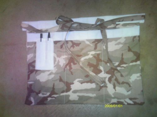 Camouflage waiter or waitress apron - three pockets - pen holder - handmade for sale