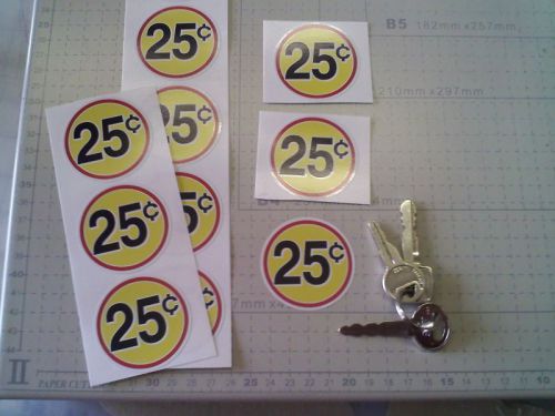 Vending Machine Price Decals Stickers FOR INSIDE GLASS Qty 5 -.25 yellow