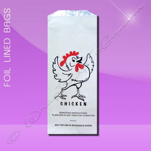 Foil Lined Bags – Quart – 5 x 3-3/4 x 12 – Printed Chicken