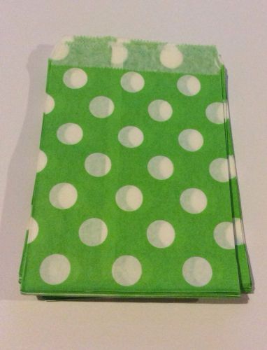 25 5X7 Lime Green Polka Dot Merchandise/Treat/Candy/Gift Bags