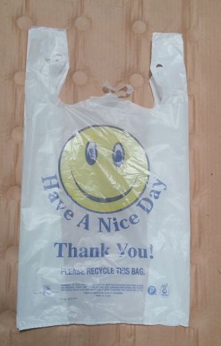 500 WHITE HAVE A NICE DAY T-SHIRT THANK YOU SHOPPING PLASTIC BAGS NEW