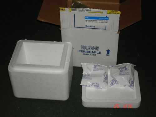 12 x 11 x 9 Styrofoam Cooler Shipping Container EPS Foam W/ 5  Freezer Packs