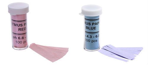 Blue &amp; red litmus paper 100 strips each indicates acids &amp; bases for sale