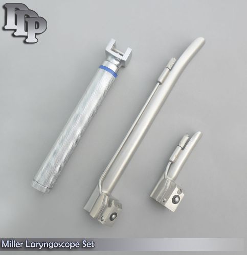 LARYNGOSCOPE SMALL HANDLE AA + 2 MILLER BLADE #0 and #4 ENT ANESTHESIA SET