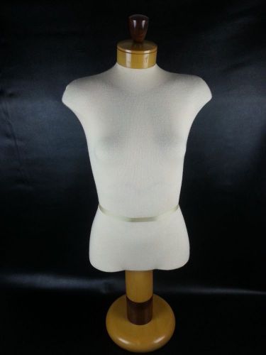 White Female Body Dress Form Mannequin Retail Display Adjustable Stand Wood Base