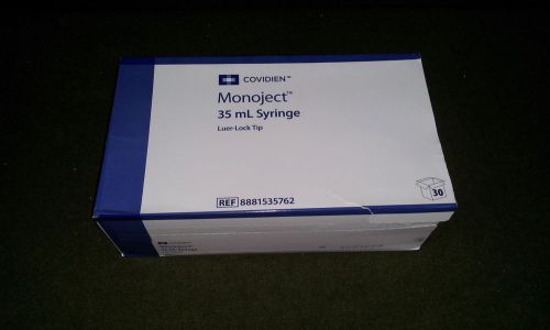 35ml Covidien Monoject  Luer-Lock Tip Plastic Disposable Syringes 30ct Box