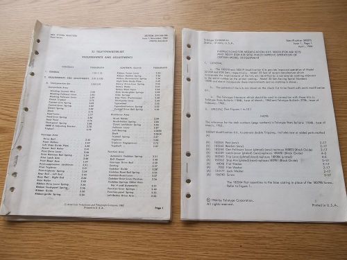 Teletype Model 33 BSP Bell Systen Practices Manual Requirements and Adjustments