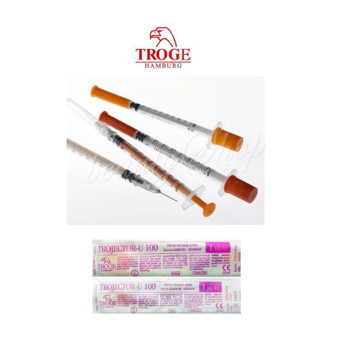 Troge trojector-u100 sterile syringe 1ml with 27g or 29g needle / x3 x5 x10 sets for sale