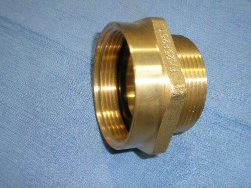 Fire hose hex brass adapter 2-1/2&#034; female nst x 2-1/2&#034; male ipt #fm25f25t for sale