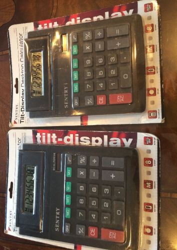 Two Tilt Display Sentry 8 Digit Dual Power Desktop Calculator - Black