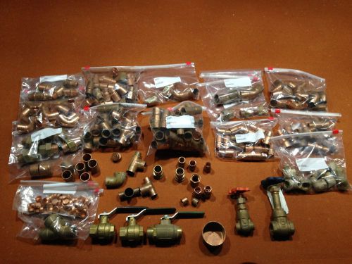 Large assortment of mainly 3/4&#034; copper fittings for sale