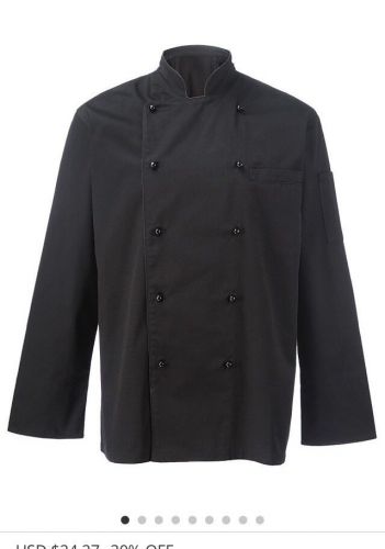 Newshine unisex birmingham classic long sleeve chef coat black and white for sale
