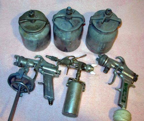 Lot of 3 paint spray guns and cups - devilbiss, black, binks, kellogg, etc. for sale