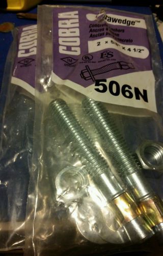 Cobra  506n 5/8 &#034;x 4 1/2&#034;para wedge concrete anchors . 2 packages 4 total. for sale