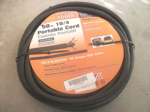 Coleman cable10/4 sjeoow bulk wire 30-amp/300 volts 10-gauge 50 - ft. free ship! for sale