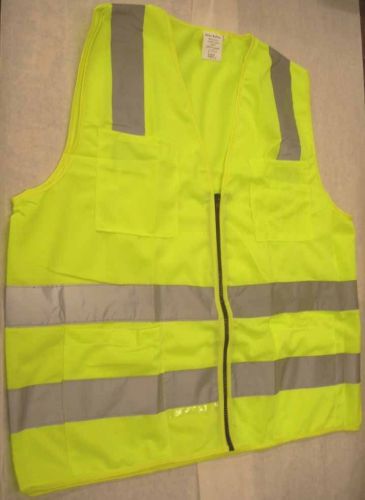 Hi-vis svy110 polyester safety vest class ii compliant zipper 4 pockets size xl for sale