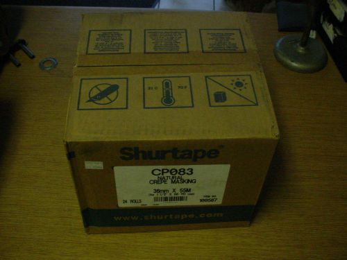 NEW CASE OF 24 ROLLS OF SHURTAPE CP083 NATURAL CREPE MASKING TAPE  36MM X 55M