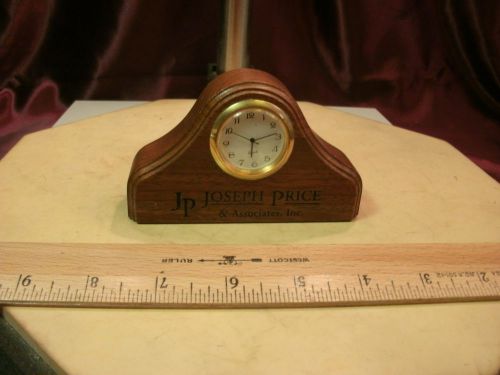 HEARTWOOD CREATIONS Small Desk Clock &#034;JP Joseph Price &amp; Associates,Inc.&#034;