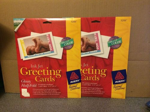 2-New Avery 3269 Half Fold Glossy Greeting Cards