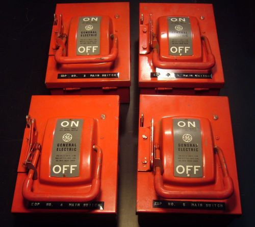 Lot of 4 GE TH4321 Model 2 Fire Panel Shutoff Switch 30A 240VAC - Red - Used