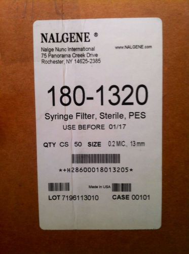 Nalgene 180-1320 Acrylic Sterile Syringe Filter, 13mm, 0.2 Micron (Case of 50)