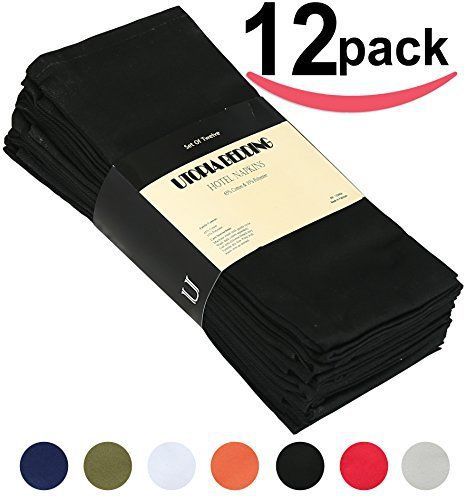 12 Napkins Wedding Pcs Table Party Supply Decorations X Catering Cloth Black