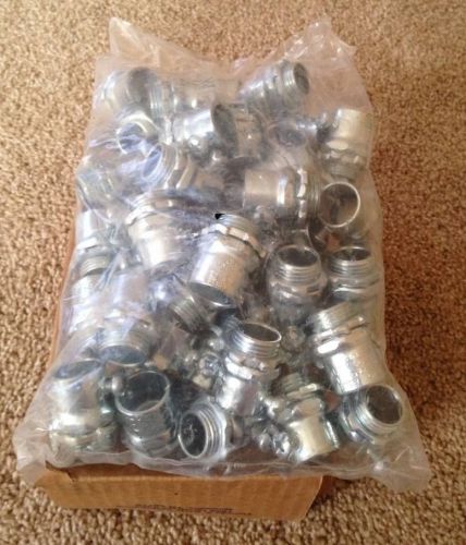 Set of 50 1/2&#034; emt set screw zinc plated steel connectors tc121a -- free shipng! for sale