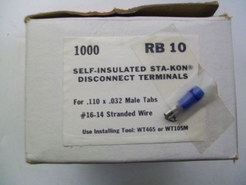 (1000) T&amp;B RB10 Self-Insulated Sta-kon Disconnect Terminals #16-14 Wire