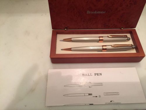Brookstone Classic Pen &amp; Pencil Set With Mahogany Box