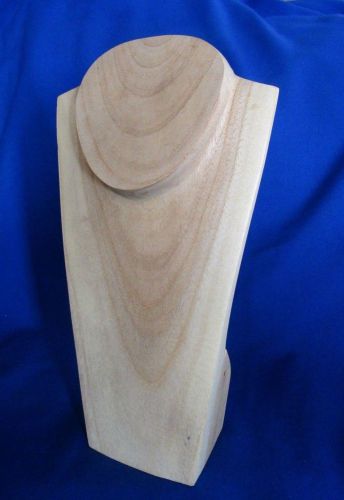 Hand Crafted Wooden Necklace Display Bust Stand ~ NEW ~ 12&#034; x 6&#034; Natural Wood