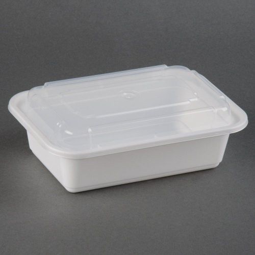 150ct. White 24oz VERSAtainer 7x5 Rect Microwavable Container w/Lid Comp NC838W