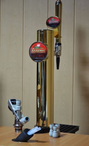 New! Beer Tap Faucet Draft Single Gold Tower keg Lights Logo Kilkenny Coupler U
