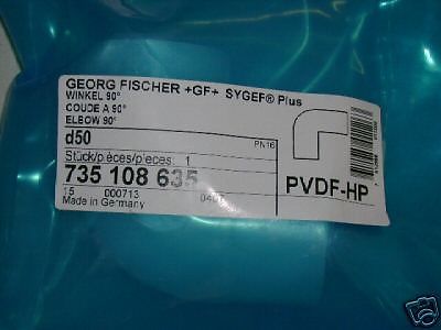 NEW GEORG FISCHER+GF+SYGEF 735 108 635 90° ELBOW 50mm PVDF