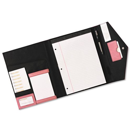 Pad folio, faux leather, snap close, legal size pad, resilient pink for sale