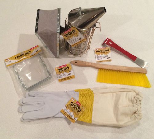 Little giant beekeeping supplies kit smoker,feeder,hive tool,brush,gloves md for sale