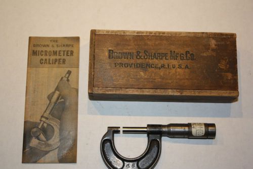 Vintage brown &amp; sharpe 11a micrometer in orig wooden box for sale