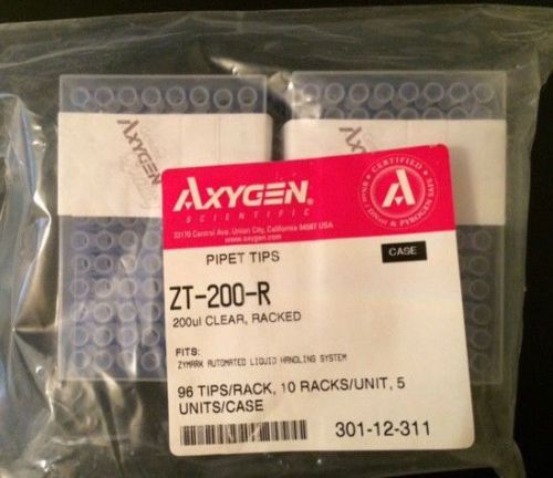 Axygen ZT-200-R, Pipet Tips, 200uL, Clear, Racked, 2 Racks of 96 Tips Each