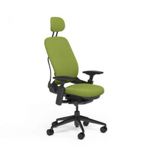Steelcase Adjustable Leap Desk Chair + Headrest Meadow Buzz2 Fabric Black frame