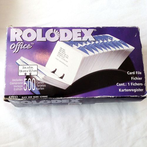 Rolodex Open Tray Card File 500 3x5 cards A-Z Index Tabs Black 67032 RARE HTF