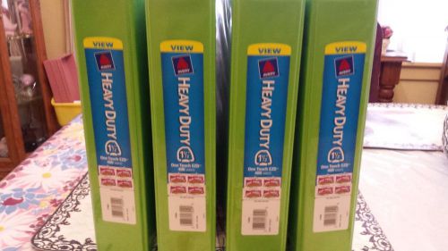 Lot of 4 - Avery 17554 Heavy Duty View Binder  Chartreuse, capcty 400, PVC Free