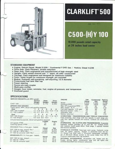 Fork Lift Truck Brochure - Clark - C500 (H)Y 100 - 10,000 lbs - c1972 (LT152)