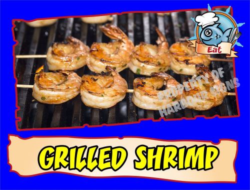 Grilled Shrimp Decal 14&#034; Seafood Food Truck Concession Restaurant Vinyl Menu