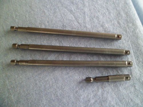 LOT OF 4 APEX and Apex type 1/4&#034; Hex  Square Drive Bit Adapter Extension