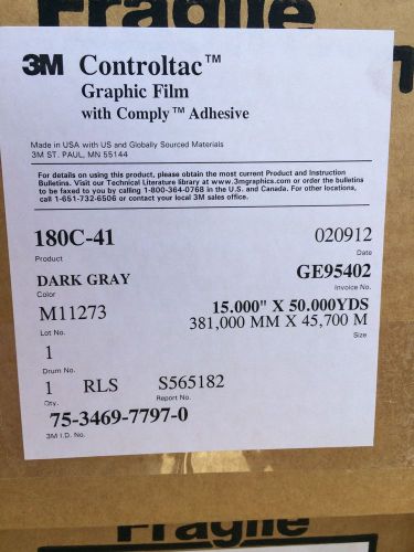 3M CONTROLTAC GRAPHIC FILM WITH COMPLY ADHESIVE - DARK GRAY - ****NEW****