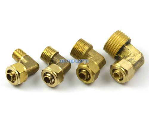 5 piece 10mm-1/2&#034; bsp brass elbow pneumatic pipe hose coupler connector fitting for sale