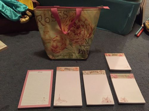 Paris Pink Roses Note Pads, To Do List, And Bag